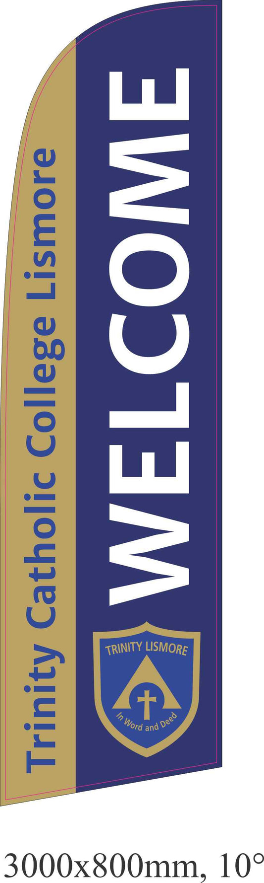 High-Quality Feather Banners Featuring Trinity Catholic College Lismore Branding – Custom School Event Flags for Maximum Visibility