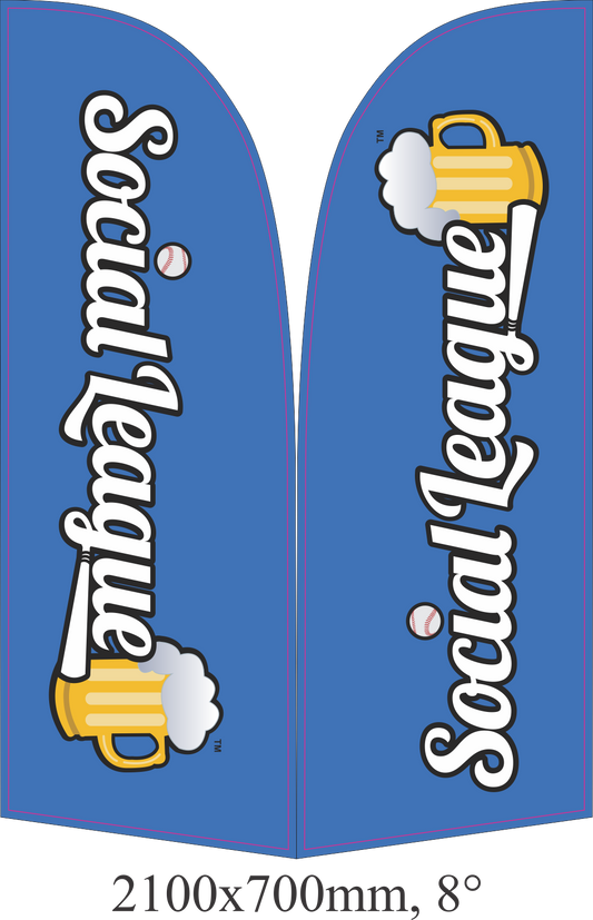 teardrop banner displaying custom design at a Melbourne football event for advertising purposes