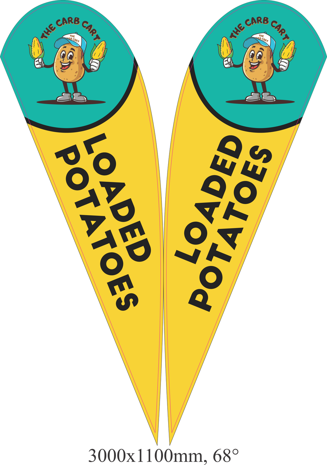 Designing teardrop flags using Canva for food businesses