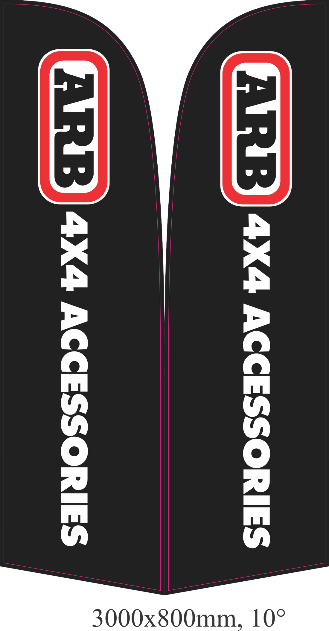 custom feather flag for ARB 4x4 Accessories stand at national off-road expo