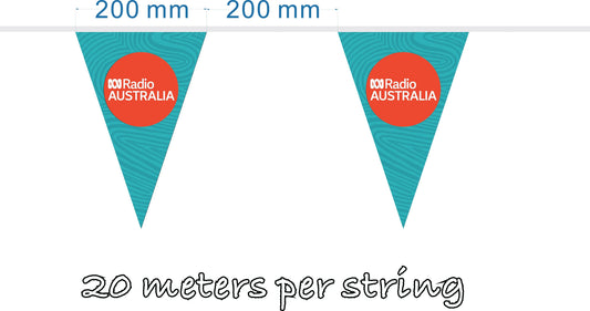 Custom flag bunting designed for ABC talk show backdrop