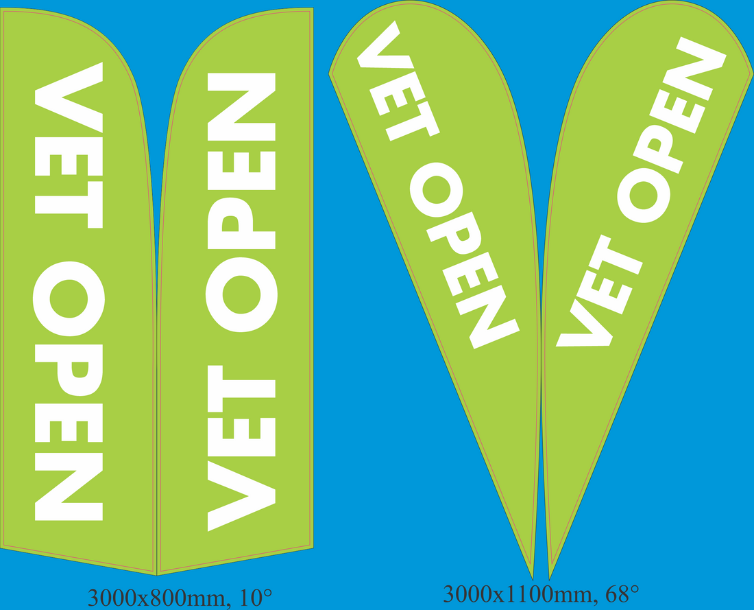 custom feather flag for medical centre advertising flu shots