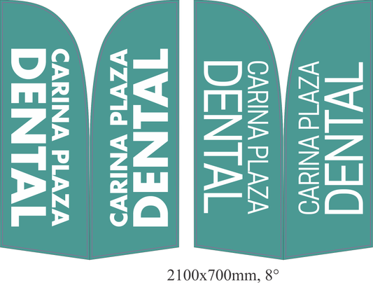 Custom flags advertising flu shots and health check-ups