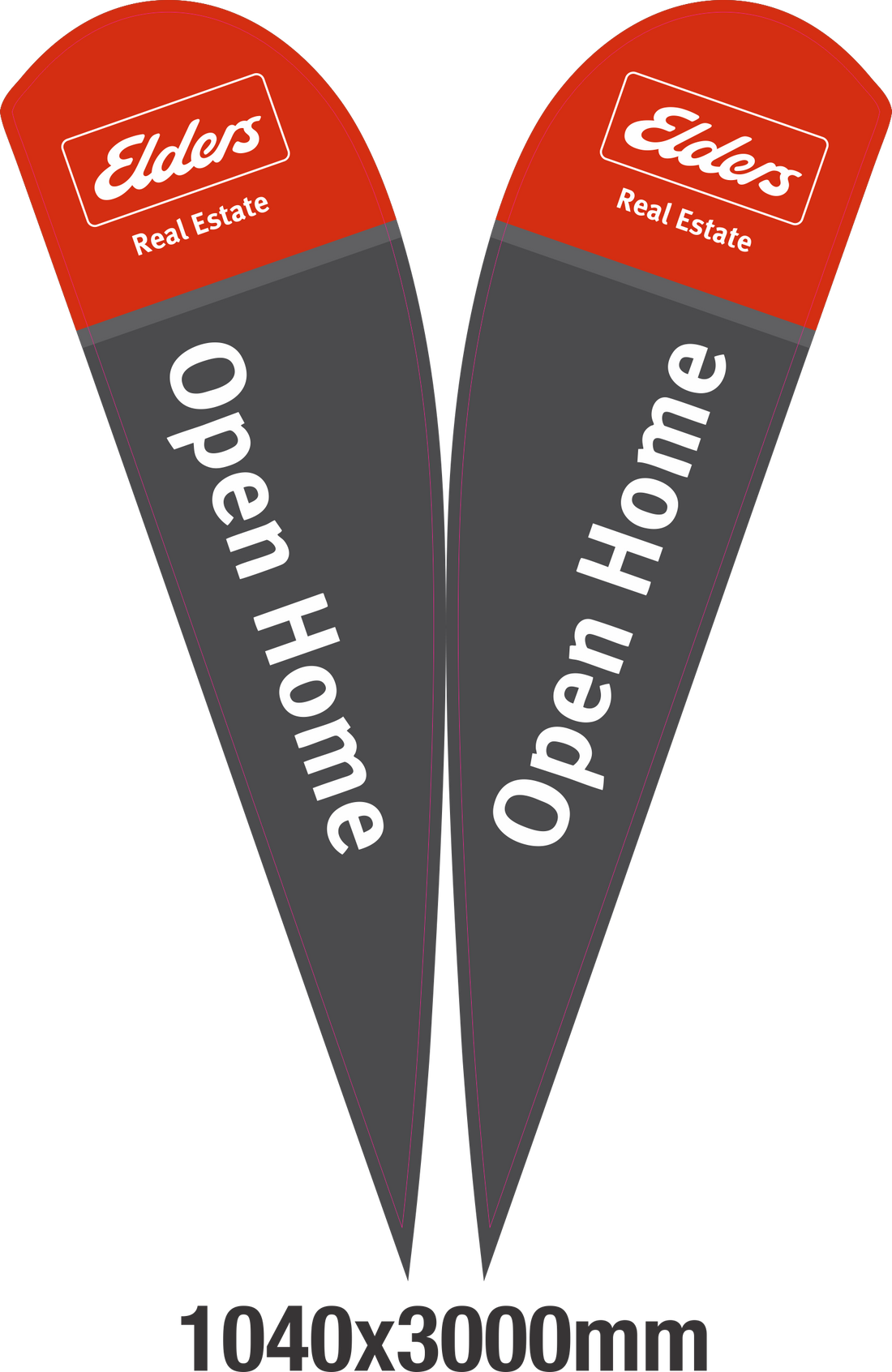 Feather banner Melbourne auction property entrance with branding