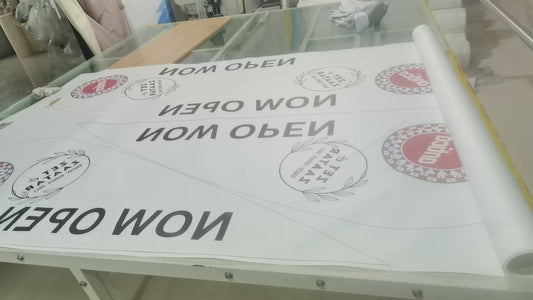 Using Canva template to design a custom teardrop banner for food business