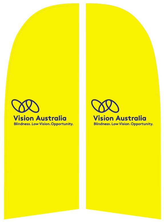 Custom designed teardrop banner created using Canva template