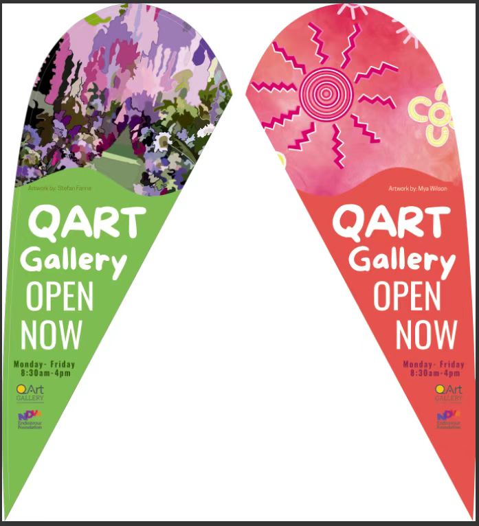 Custom feather flag used at Sydney market event