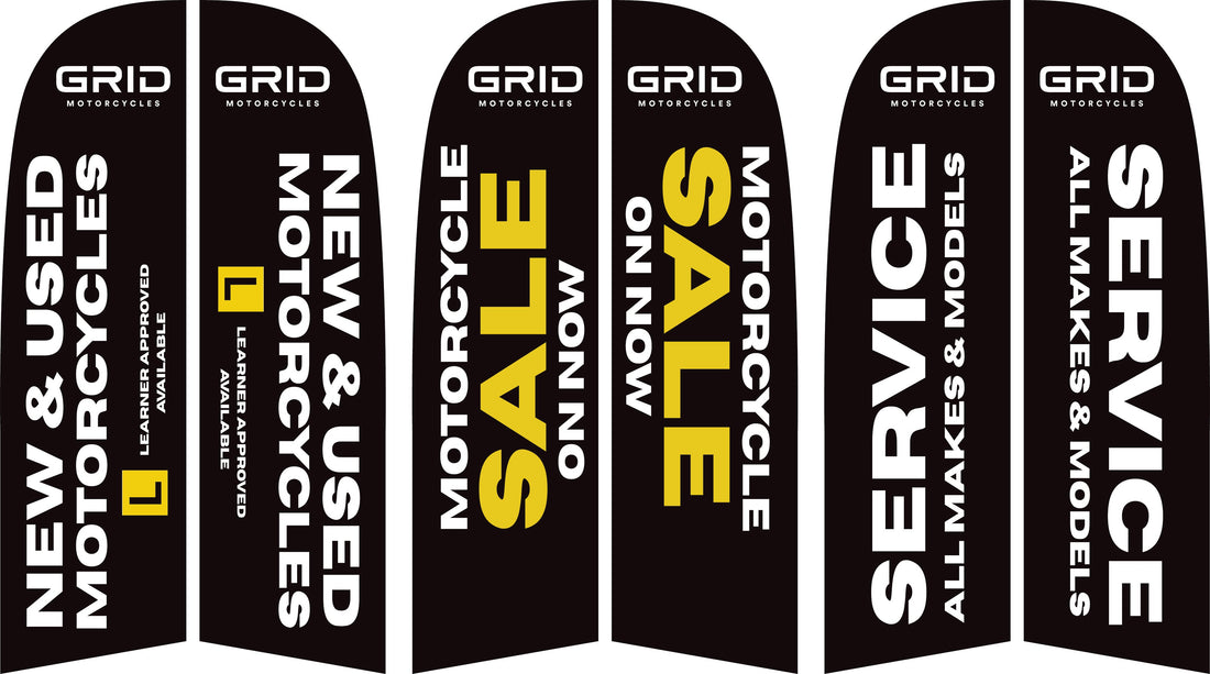 Feather banners promoting electric motorbikes in Melbourne