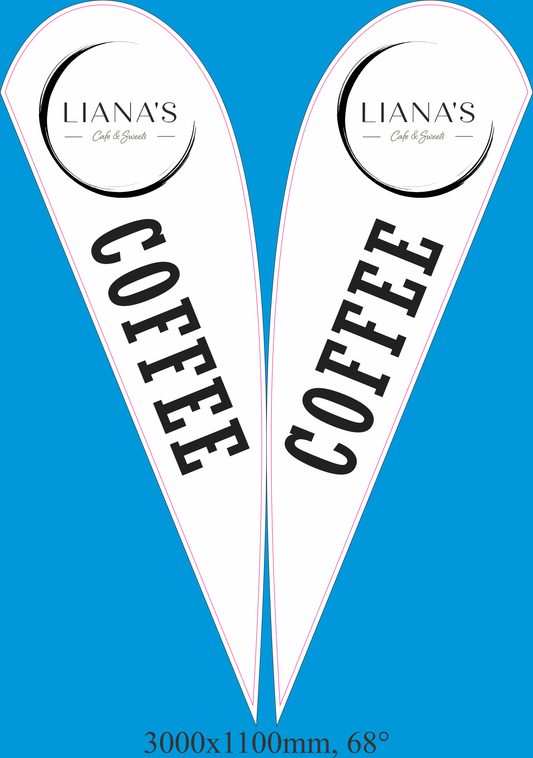 Teardrop banners at food festival in Melbourne promoting local cafes and restaurants