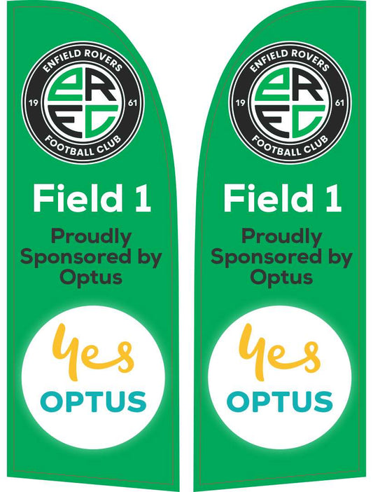 Custom feather banners for sports field branding and visibility at athletic club events in Australia