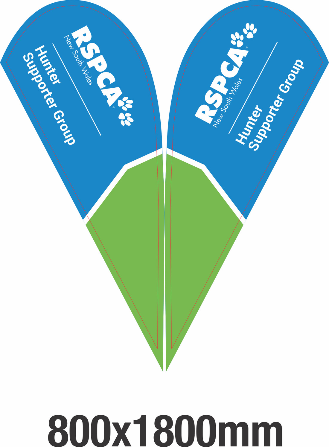 Canva design template for teardrop banner and custom flag with logo and text