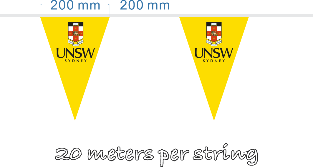 UNSW using custom advertising flags and teardrop banners at university career expo in Melbourne with fast 5-day turnaround