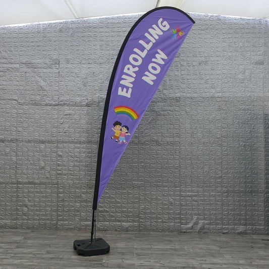 childcare centre university teardrop banner open day teardrop flag flare flag