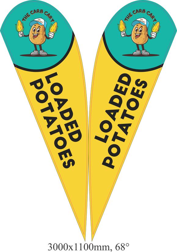 Designing teardrop flags using Canva for food businesses