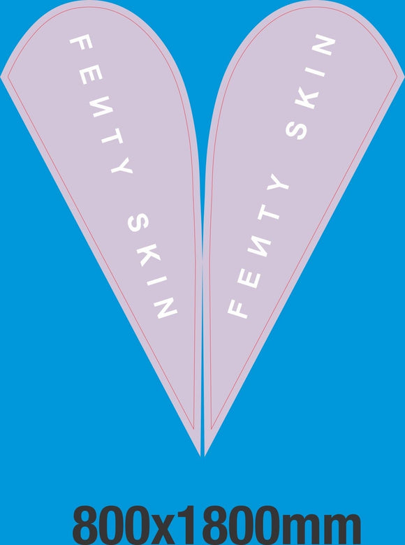 Custom teardrop banner flag for skincare brand promotion – high-quality advertising flag for beauty salons, dermatologists, and Valentine's Day marketing. Perfect for storefront displays, trade shows, and pop-up events