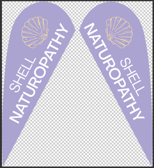 Feather flag outside a naturopathy clinic promoting services