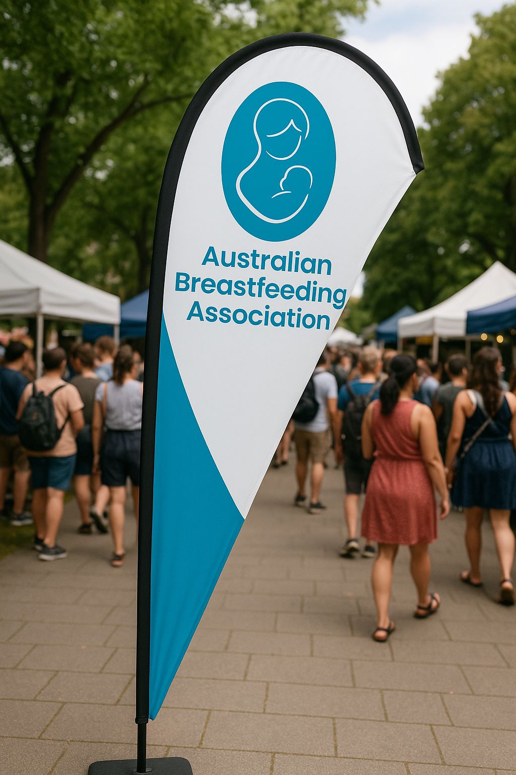 flag banner and teardrop banner used for community awareness campaign