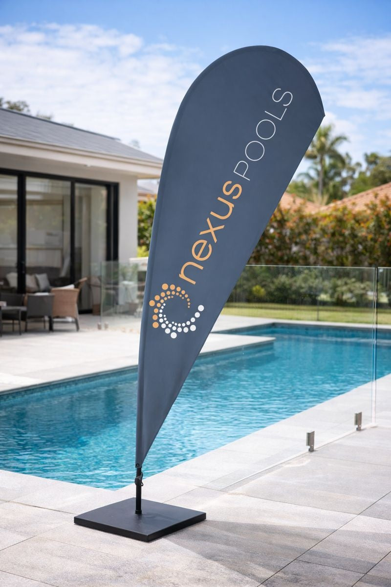 Teardrop banners and flag banner colour contrast tips for bright sunlight in Sydney