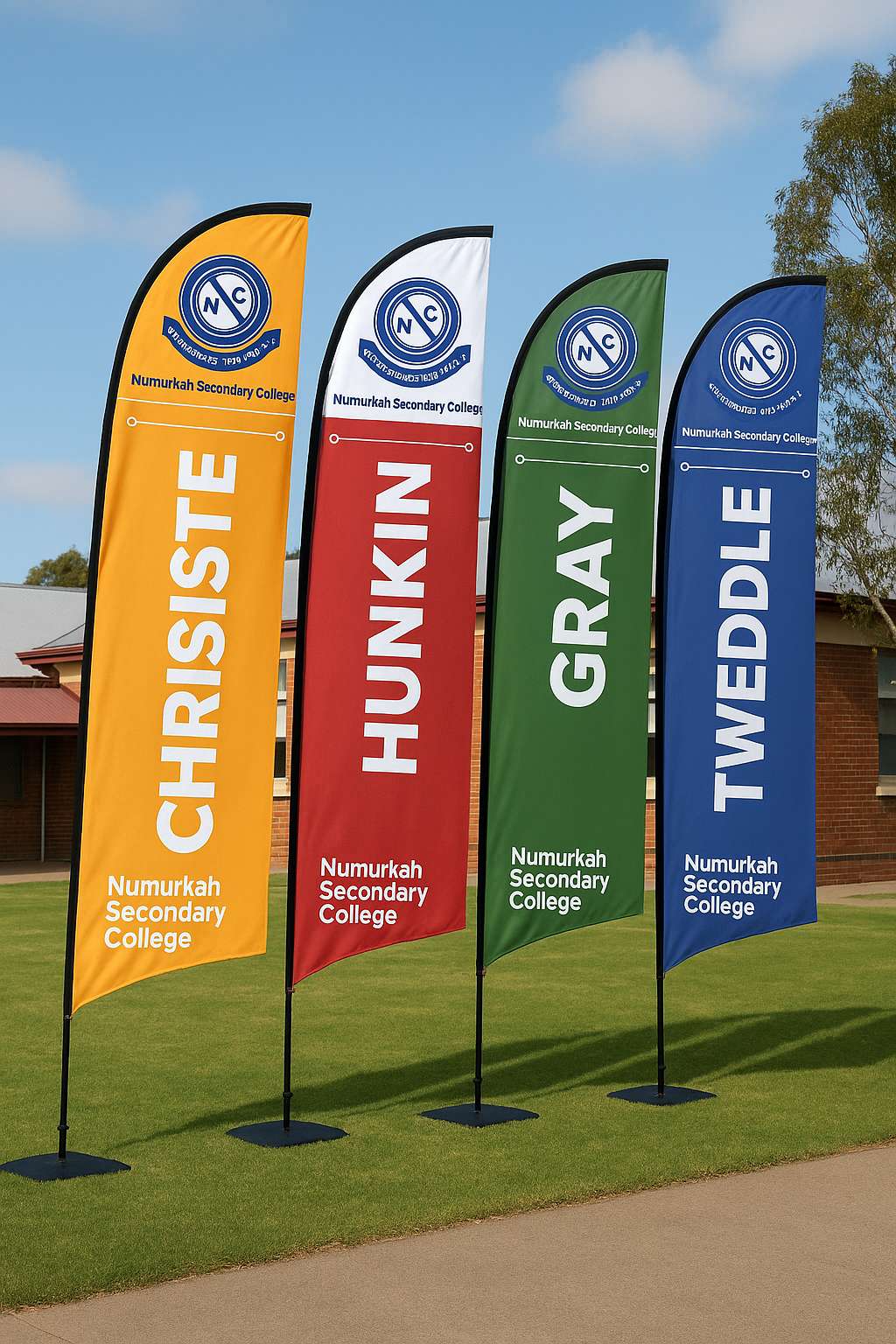 school teardrop banners for events in Australia