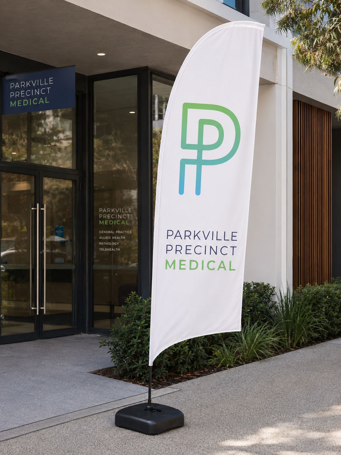 Teardrop banners for medical clinics and dental practices Australia with custom flags for health services