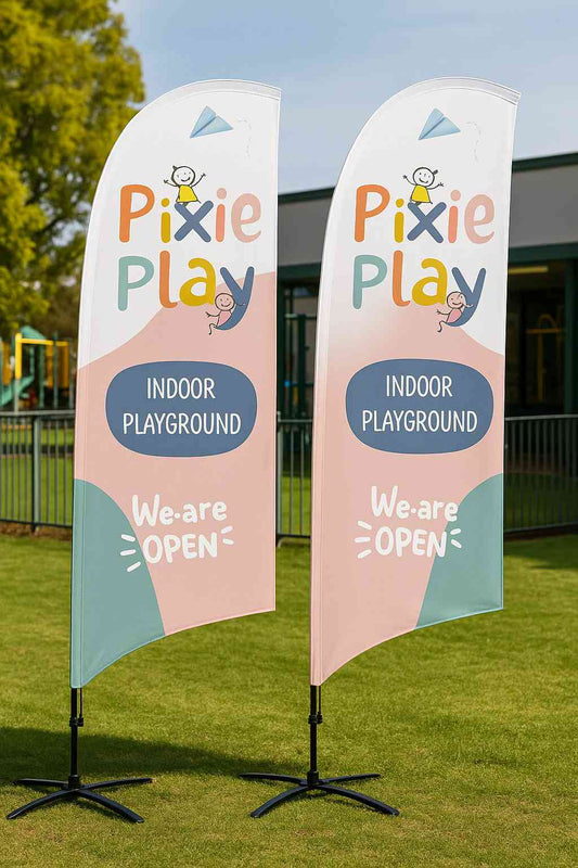 feather banners for school entrance and event signage