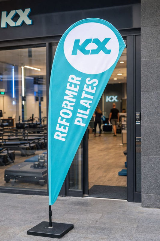 Teardrop banner pole construction showing fibreglass strength