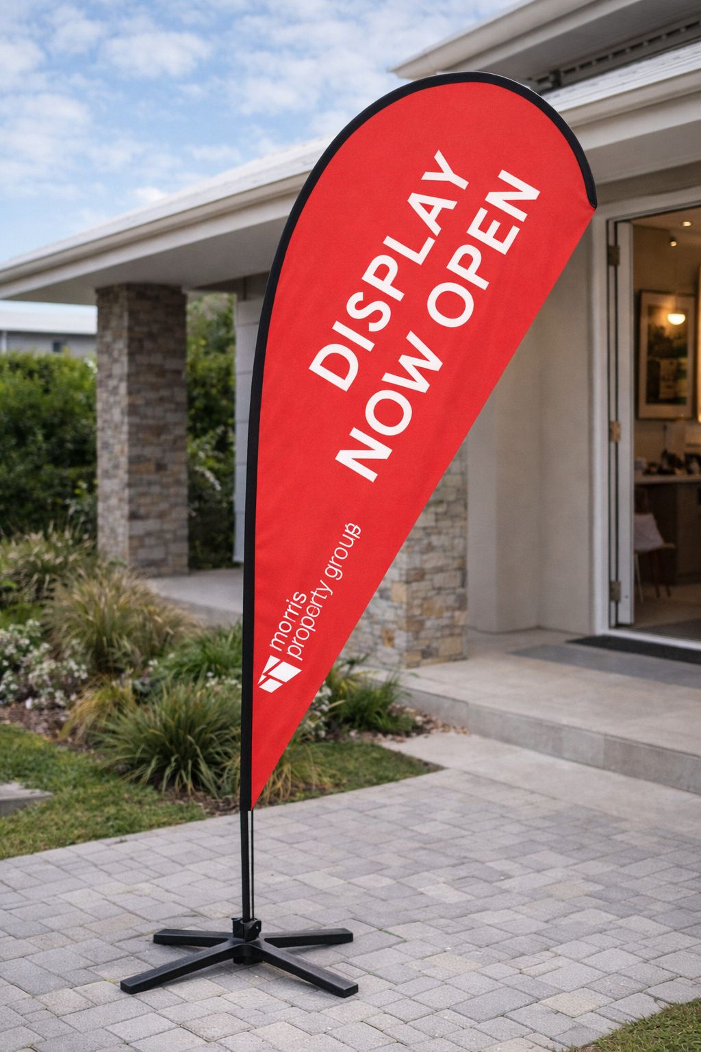 Custom teardrop flags for property development in Melbourne