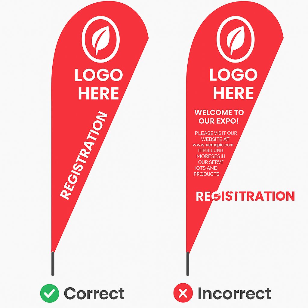 Teardrop banner layout mistakes with best practice visual guide