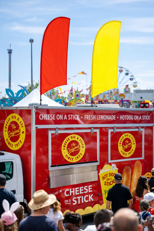 teardrop banner Melbourne Easter show food stall advertising flags