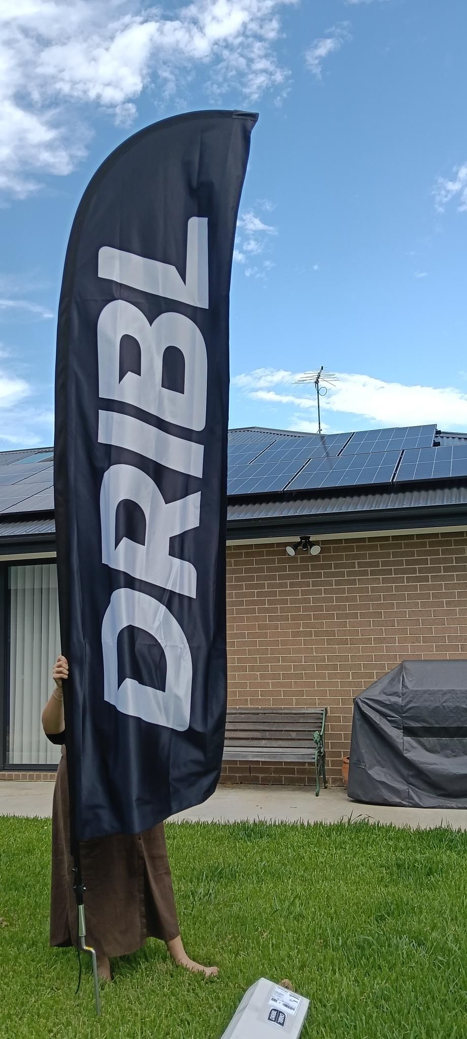Teardrop banners for AI and analytics companies at expo Australia