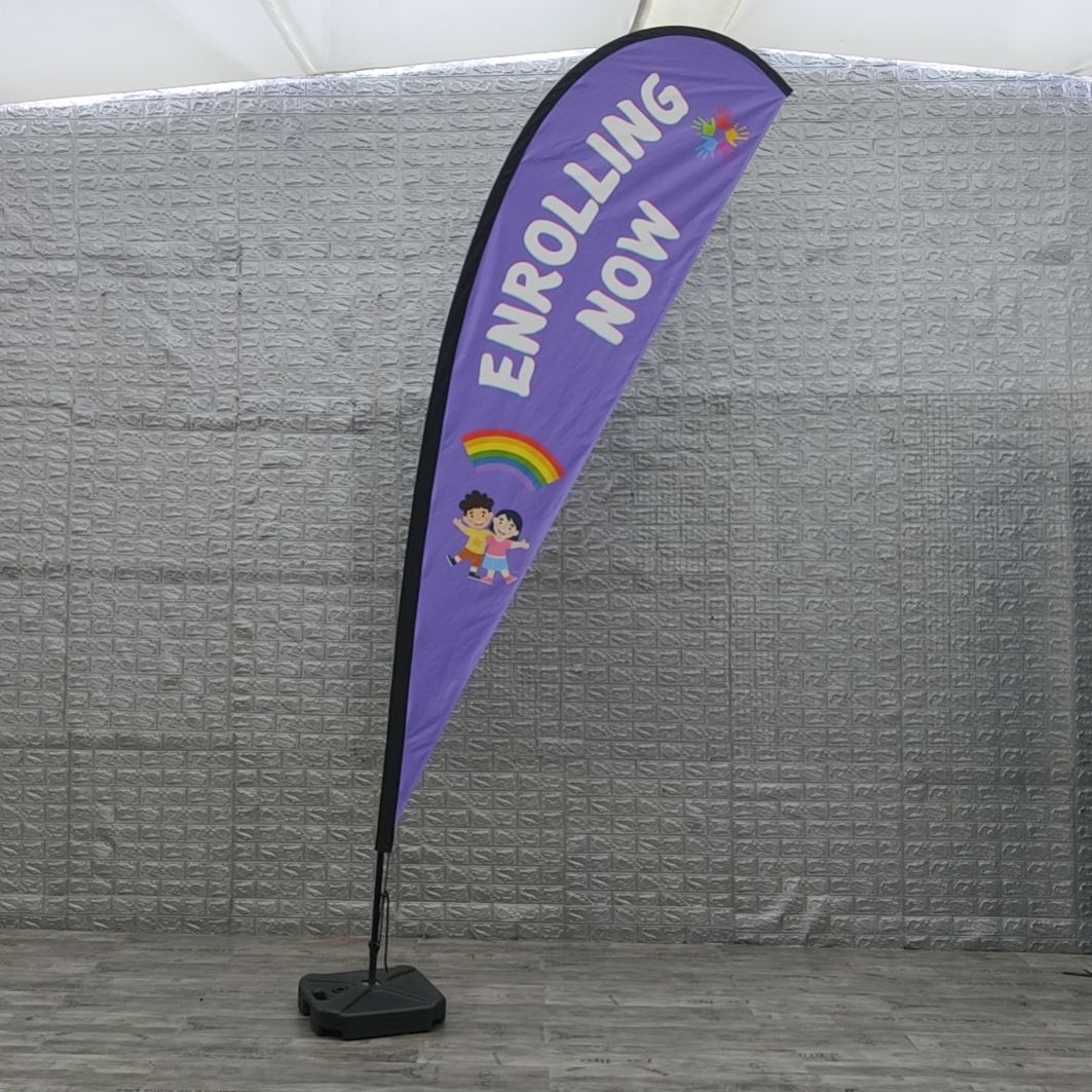 childcare centre university teardrop banner open day teardrop flag flare flag