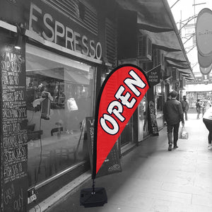 ready-made teardrop banners melbourne for open shops