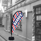 ready-made teardrop banner flag melbourne for barber shops
